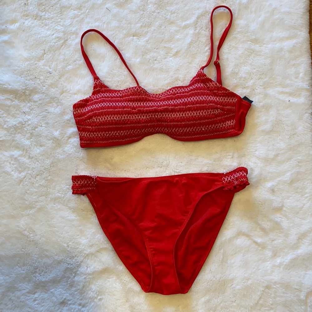 Red stretchy bikini set - size UK 12
